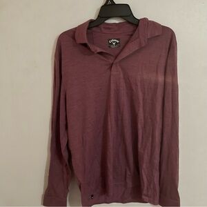 Callaway Men’s Medium Burgundy Long Sleeve Polo Golf Shirt Opti Dri EUC Golf